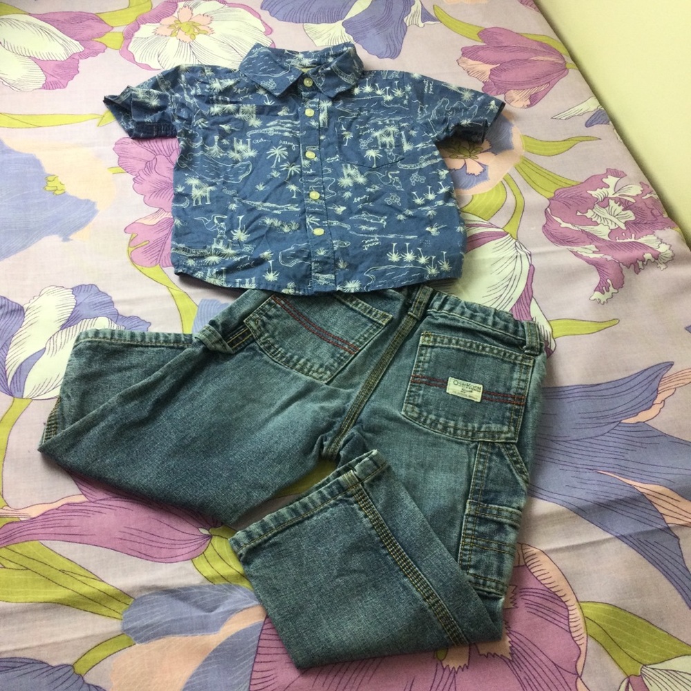 Like New Oshkosh 2 Pz Jeans & Button down Shirt 24M